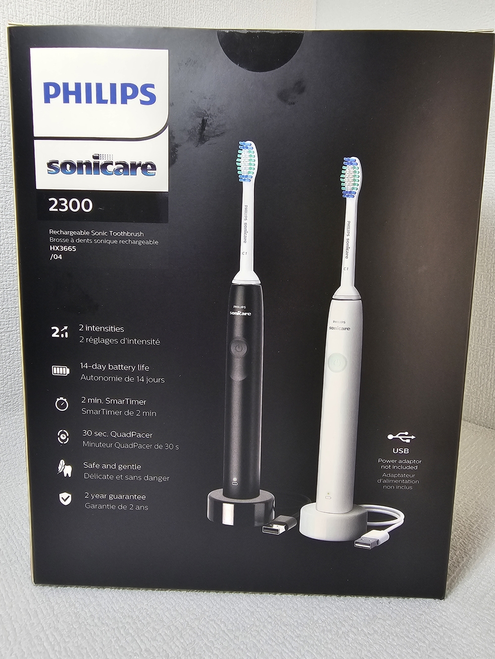 Philips Sonicare 2300 Electric Toothbrush Pair in White & Black - Picture 3 of 9